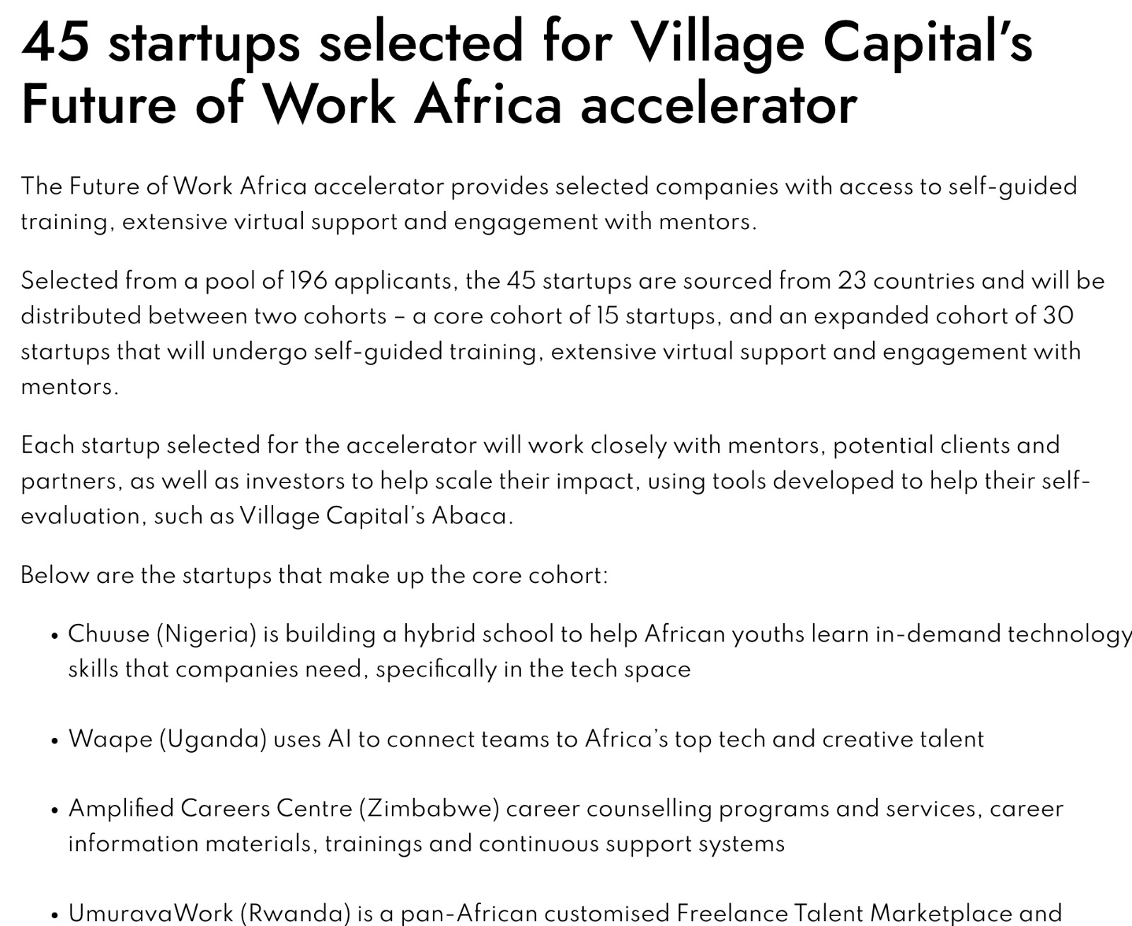 Chuuse selected for Village Capital's Future of Work Africa accelerator